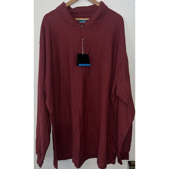 New TRI‎ MOUNTAIN Burgundy Long Sleeve POLO PERFORMANCE SHIRT SIZE 4XL NWT - Picture 1 of 4